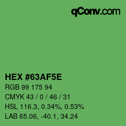 Farbcode: HEX #63AF5E | qconv.com
