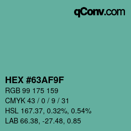 Color code: HEX #63AF9F | qconv.com
