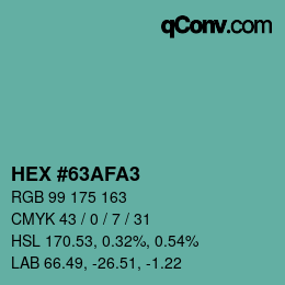Color code: HEX #63AFA3 | qconv.com