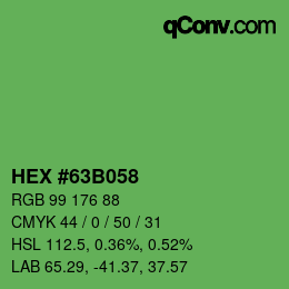 カラーコード: HEX #63B058 | qconv.com