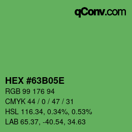 Color code: HEX #63B05E | qconv.com