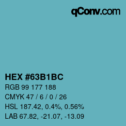 Color code: HEX #63B1BC | qconv.com