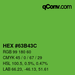 Color code: HEX #63B43C | qconv.com