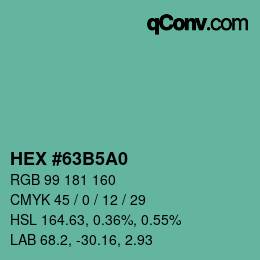 カラーコード: HEX #63B5A0 | qconv.com