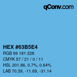カラーコード: HEX #63B5E4 | qconv.com