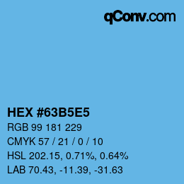 Farbcode: HEX #63B5E5 | qconv.com