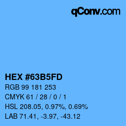 颜色代码: HEX #63B5FD | qconv.com