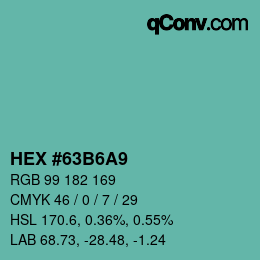 Color code: HEX #63B6A9 | qconv.com