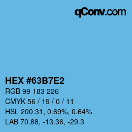 Color code: HEX #63B7E2 | qconv.com