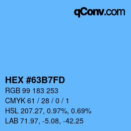 颜色代码: HEX #63B7FD | qconv.com