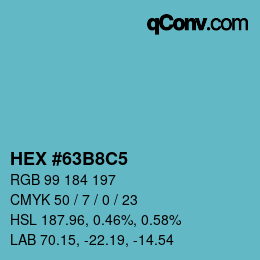颜色代码: HEX #63B8C5 | qconv.com