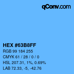 Code couleur: HEX #63B8FF | qconv.com