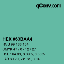 颜色代码: HEX #63BAA4 | qconv.com