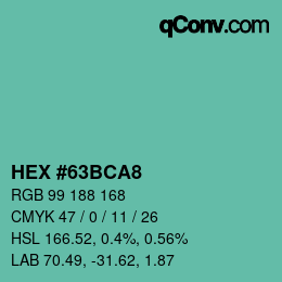 Código de color: HEX #63BCA8 | qconv.com