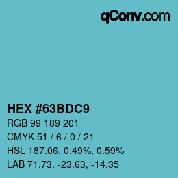 カラーコード: HEX #63BDC9 | qconv.com