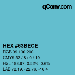 Color code: HEX #63BECE | qconv.com