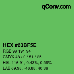 Color code: HEX #63BF5E | qconv.com