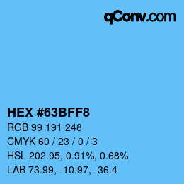 カラーコード: HEX #63BFF8 | qconv.com