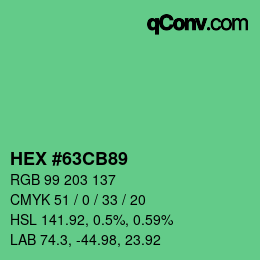 Color code: HEX #63CB89 | qconv.com