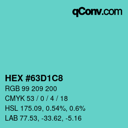 颜色代码: HEX #63D1C8 | qconv.com