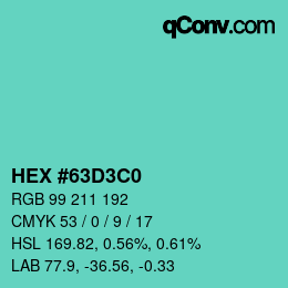 Color code: HEX #63D3C0 | qconv.com