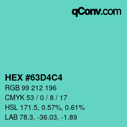 Color code: HEX #63D4C4 | qconv.com