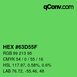 カラーコード: HEX #63D55F | qconv.com