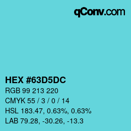 Color code: HEX #63D5DC | qconv.com