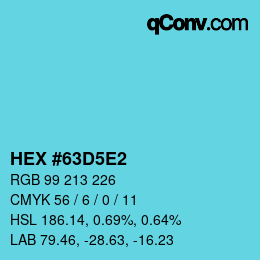 カラーコード: HEX #63D5E2 | qconv.com