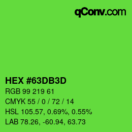 Color code: HEX #63DB3D | qconv.com