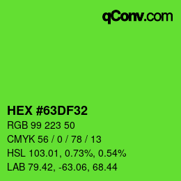 颜色代码: HEX #63DF32 | qconv.com