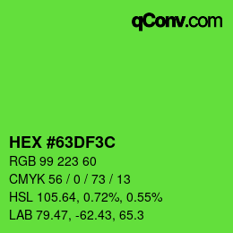 Color code: HEX #63DF3C | qconv.com