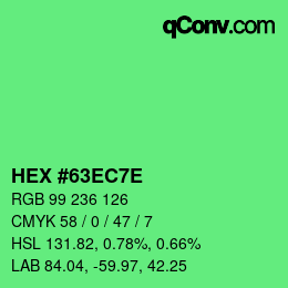 Color code: HEX #63EC7E | qconv.com