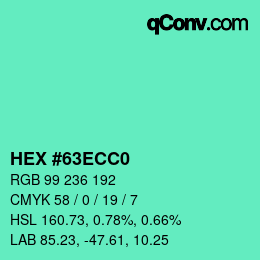 Color code: HEX #63ECC0 | qconv.com