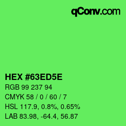 カラーコード: HEX #63ED5E | qconv.com