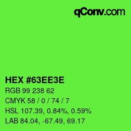 Color code: HEX #63EE3E | qconv.com