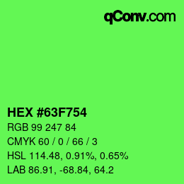 カラーコード: HEX #63F754 | qconv.com