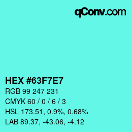 Color code: HEX #63F7E7 | qconv.com