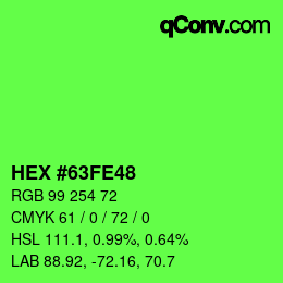カラーコード: HEX #63FE48 | qconv.com
