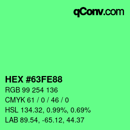 Color code: HEX #63FE88 | qconv.com