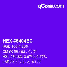 颜色代码: HEX #6404EC | qconv.com