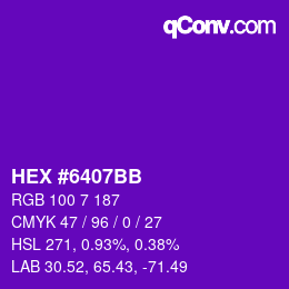 Color code: HEX #6407BB | qconv.com