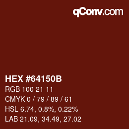 Color code: HEX #64150B | qconv.com