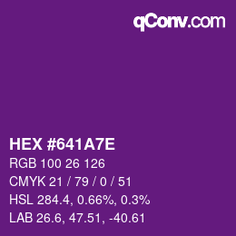 Color code: HEX #641A7E | qconv.com