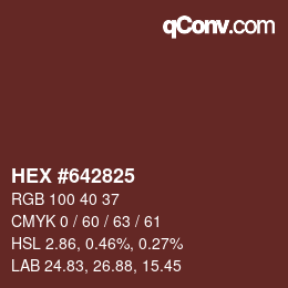 Farbcode: HEX #642825 | qconv.com