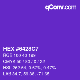 Color code: HEX #6428C7 | qconv.com