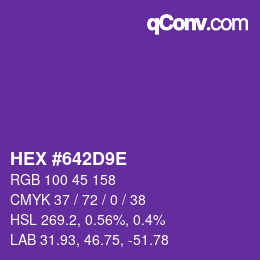 Color code: HEX #642D9E | qconv.com