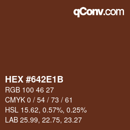 Color code: HEX #642E1B | qconv.com