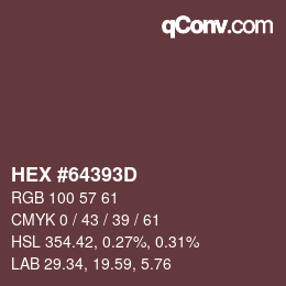 颜色代码: HEX #64393D | qconv.com