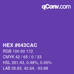 カラーコード: HEX #643CAC | qconv.com